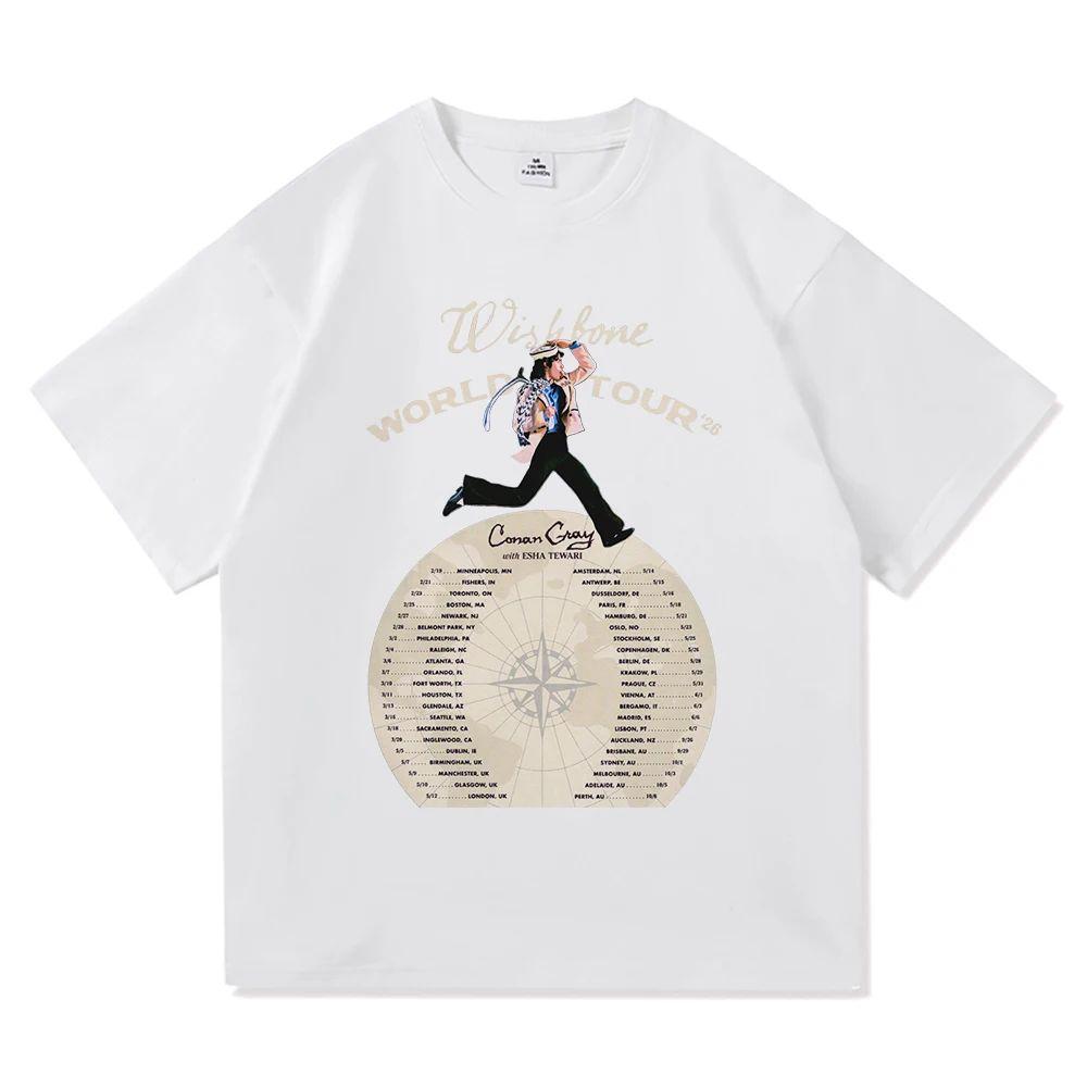 Hiphop Y2k Tops Conan Gray Wishbone World Tour 2026 T Shirt Fashion  Aesthetic Casual Vintage Casual Loose TShirt Unisex