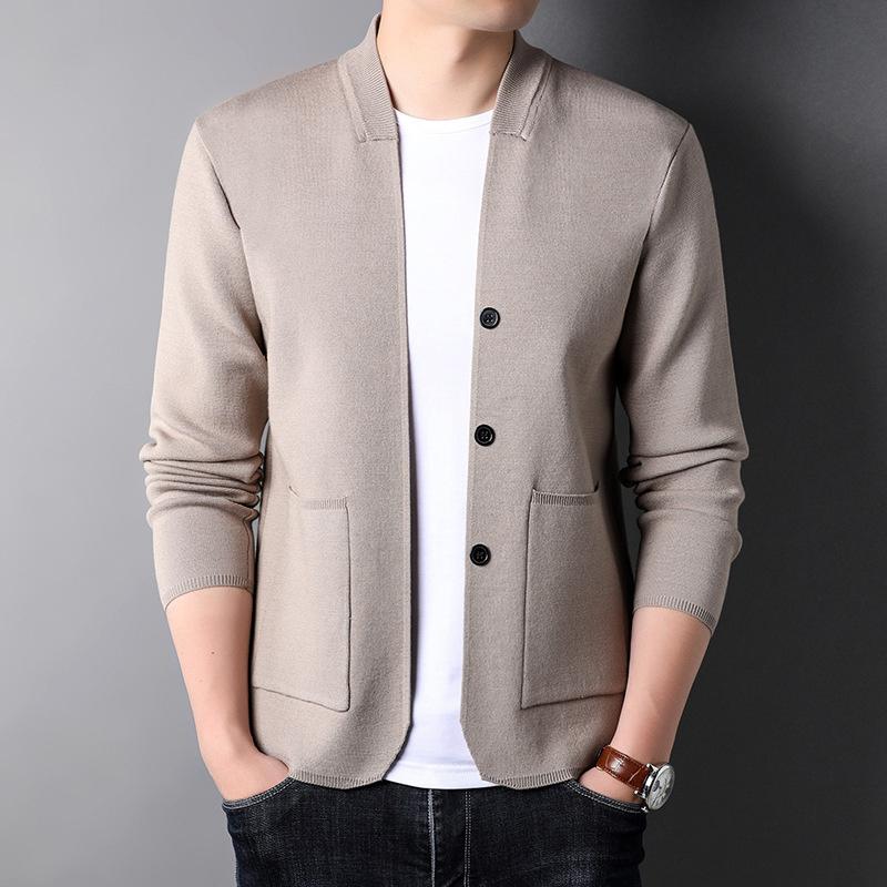 

Мужская мода Пуговица Топ Кардиган Повседневный свитер Пальто