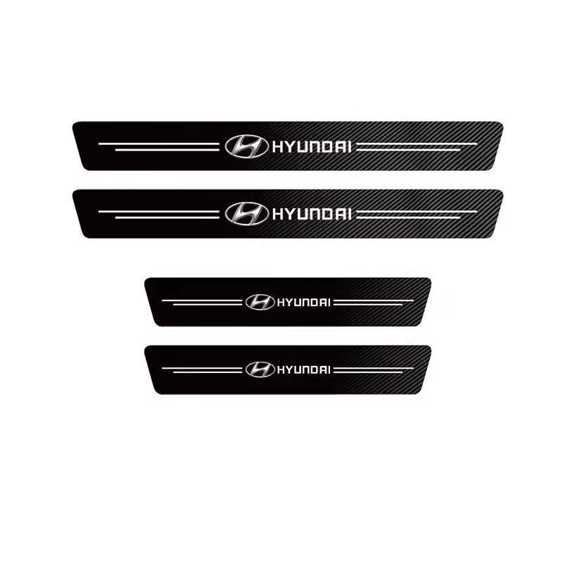 Car Door Carbon Fiber Sill Protector Sticker Accessories For Hyundai Creta Matrix Bayon Genesis Azera Solaris GDI Santafe Equus RR9