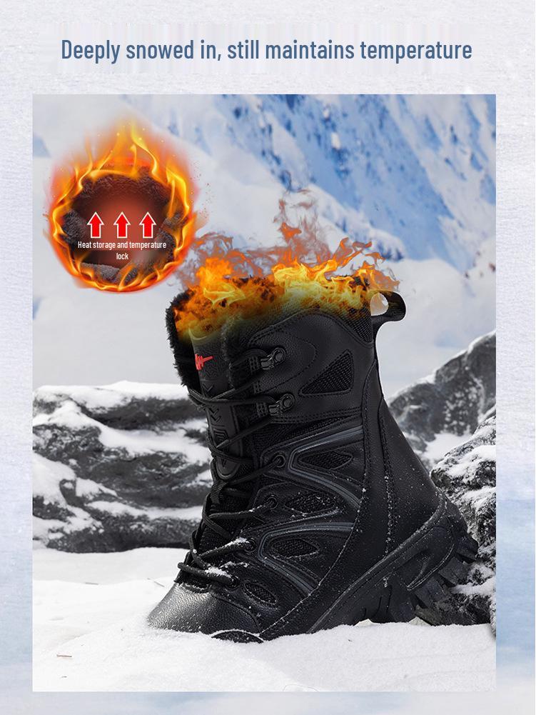 Men's Plus Size High-Top Snow Boots: Winter Warm, Thickened Velvet Lining, Ideal for Hiking