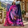 Kpop Demon Hunters Custom Name Flannel Blanket Personalized Soft Warm Plush Throw Blanket Customized Gift for Family Friends