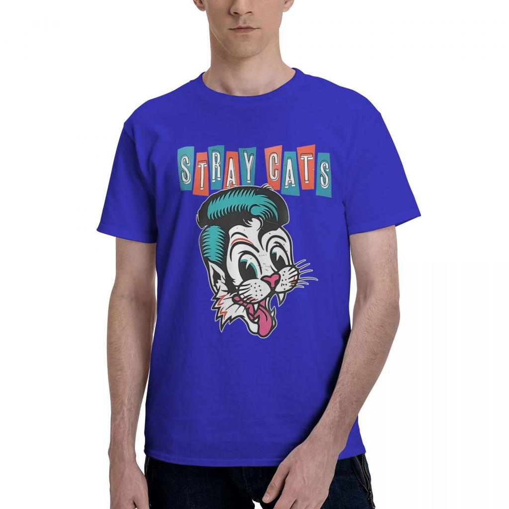 80s Music Band Stray Cats 100 Cotton Casual Breathable Confortable Vintage Mens Clothing Brands Funny Shirt