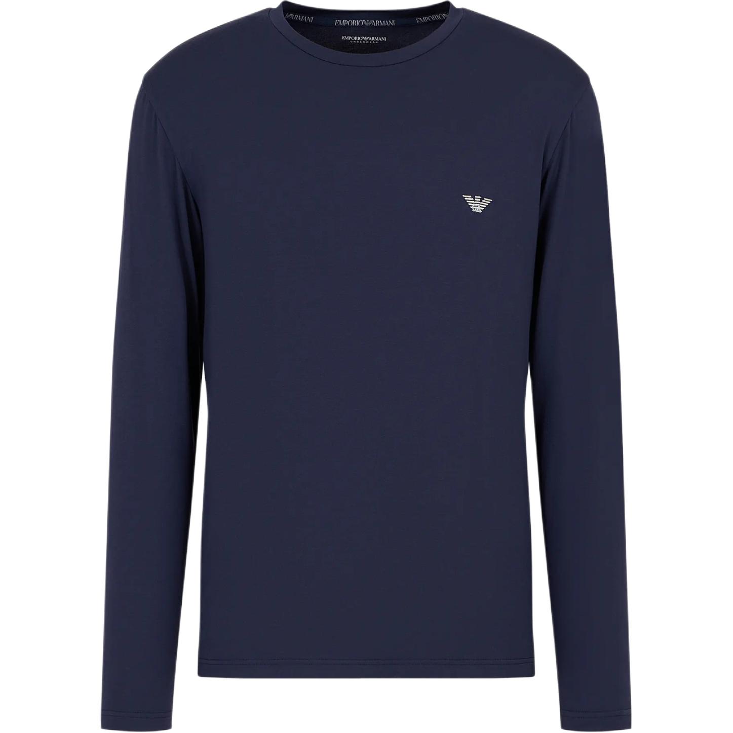 

Emporio Armani Мужская повседневная футболка с длинным рукавом и принтом логотипа-орла, однотонная, с круглым вырезом, коллекция Весна-Лето 2024, темно-синяя, 111984-4F511-00135 S