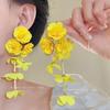 Steel needle chiffon flower fringed earrings summer vacation style fashion earrings exaggerated sweet earrings design sense niche