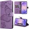 Synthetic Leather Case - BOOLING - for Samsung Galaxy S26 Plus - Anti-Scratch Purple Butterfly Pattern