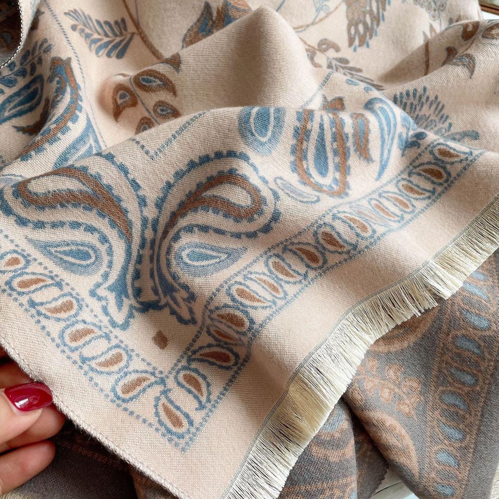 Autumn And Winter Popular Shawl Outside Women'S Scarf Office Blanket Cashmere Fringed Warm Scarf Live Stream