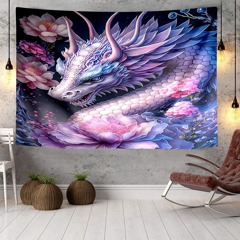 Golden Dragon Circle Tapestry Room Decoration Wall Hanging for Living Room Bedroom, dormitory, Birthday and Christmas gifts