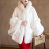 Women's Plus Size Knit Coat: European-American Faux Mink Fur Hooded Shawl Cape for Autumn/Winter