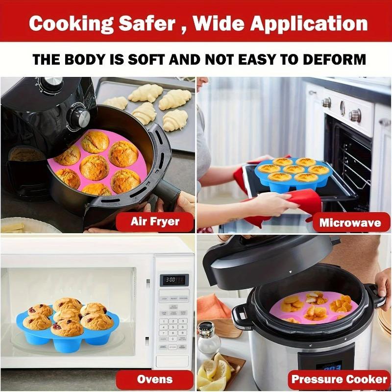 2026 New Silicone Egg Bite Molds for Air Fryer - 7-Cavity Non-Stick Muffin Pan for Cupcakes/Quiches/Tarts - Dishwasher Safe Pans