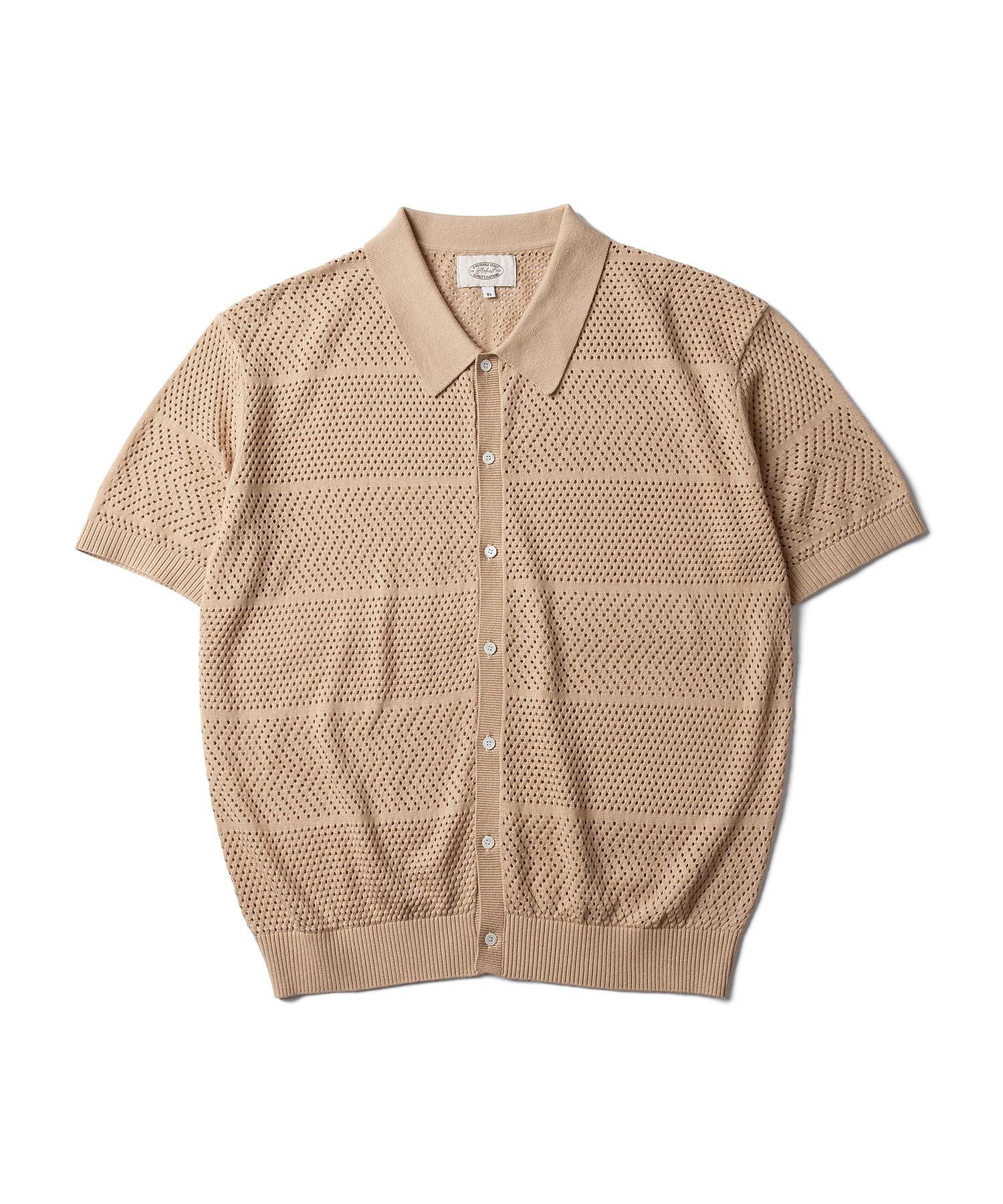 Amphist Amalfi Crochet Half Shirt Beige Large
