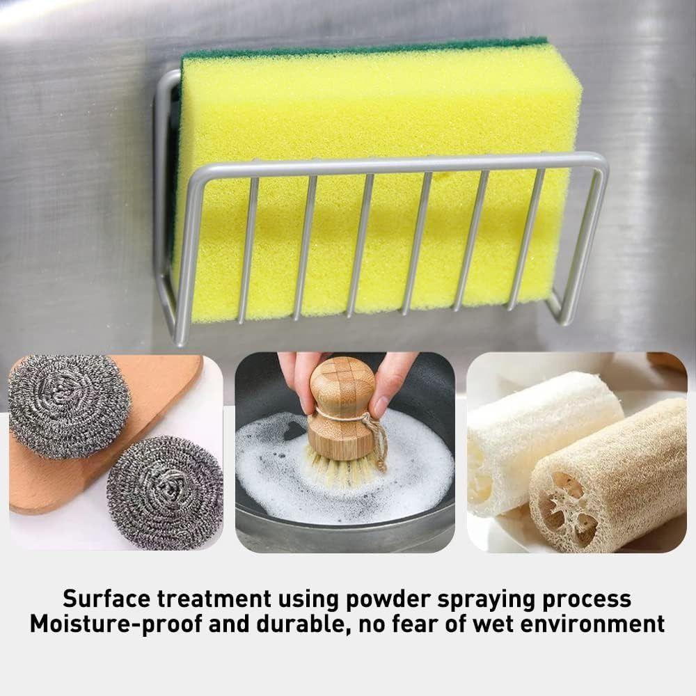 No-Drill Sponge Holder Wall-Mounted Sink Sponge Rack Sink Drain Stand  Kitchen Supplies