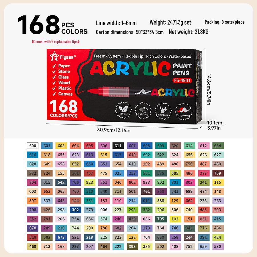 Flysea Cross-Ocean 4901 Large Capacity Acrylic Marker for Opaque Paper Drawing & Graffiti.