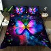 Butterfly Duvet Cover Set Queen King Size Sparkly Blue Butterflies Bedding Set Boho Style Quilt Cover Set For Girls Kids 3 Pcs
