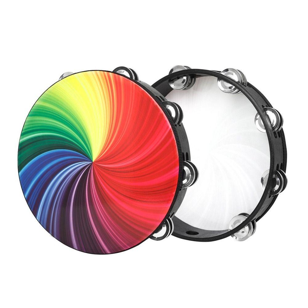 Dazzling Colour Hand Drum Double Row Jingles Kids Drum Musical Instrument Toy  Create