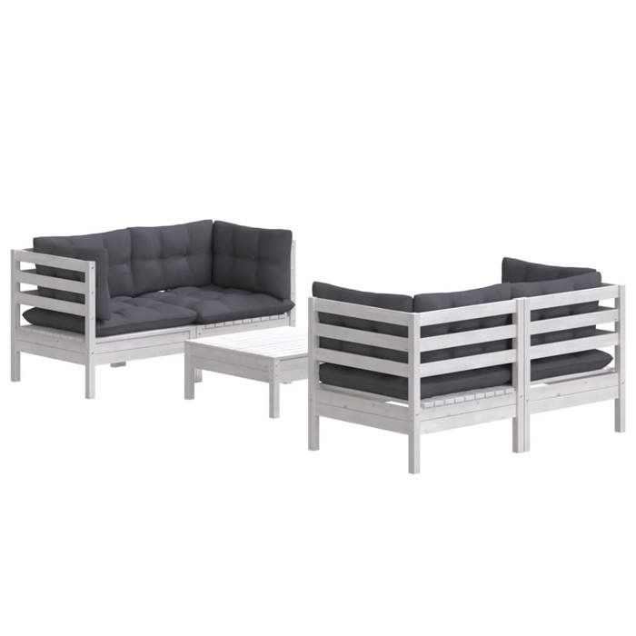 VidaXL Bois de Pin Salon de Jardin 5 pcs avec Coussins Mobilier de Patio Meubles d'Extérieur Mobilier de Jardin Meubles de 3096023
