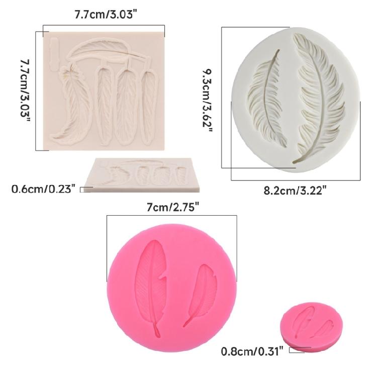 Feather Texture Printing Baking Biscuits Mold Food Grade Silicone Fondant Mould