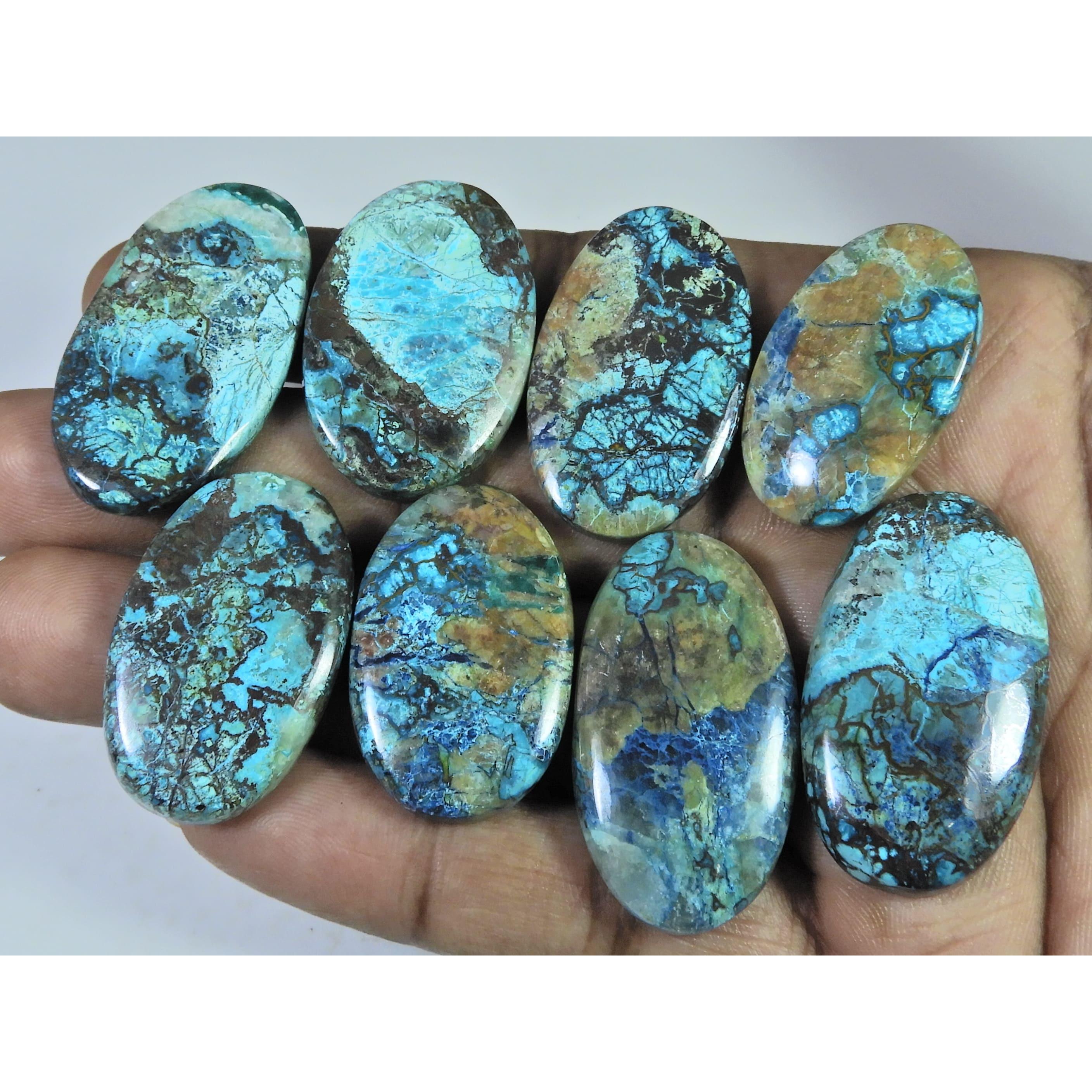 

283Cts.. Natural Shattuckite Azurite Oval Cabochon Loose Gemstone 08Pcs Lot C-571