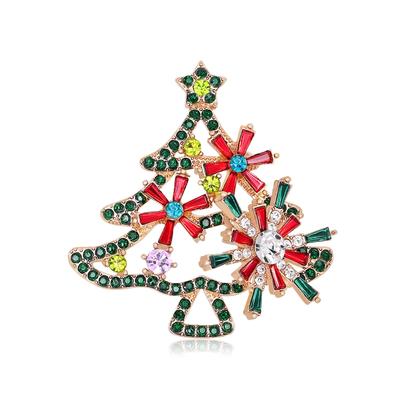 Spilla a bavero rotante Spille a forma di albero di Natale Spille per abbigliamento Borse Giubbotti Strass colorati Artigianato con spille Christma