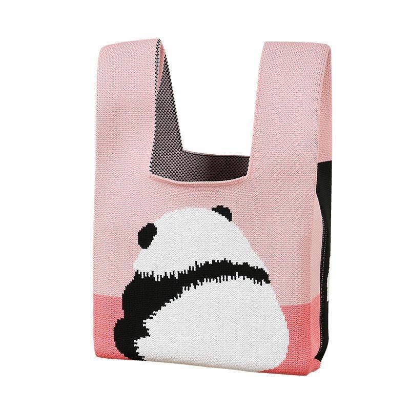 Women's Knit Tote Bag,Crochet Shoulder Bag,Small Woven Handbag,Portable Purse