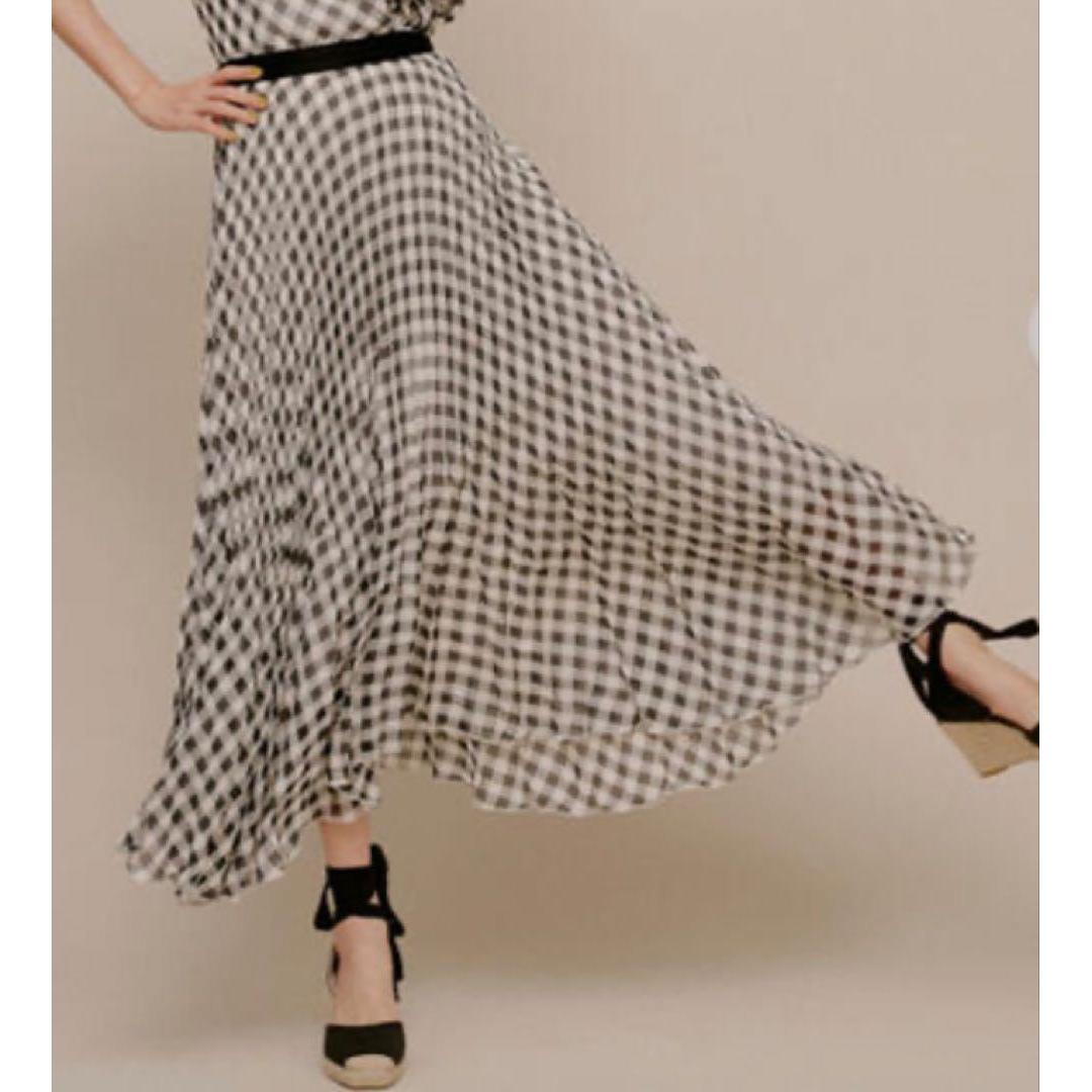 [Lily Brown] Gingham check sheer gingham skirt