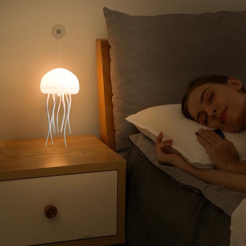 Intelligente sprachgesteuerte Quallenlampe, Umgebungslicht, Nachtlicht, agiler Touch-Fuß, schillernde Farbe, allmählich wechselnde Farbe
