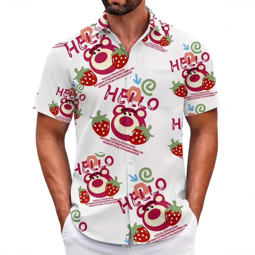 Summer Flower Shirt Men'S Beach Large Size Casual Hawaiian Vintage Digital Printing Short Sleeve Men'S Shirt