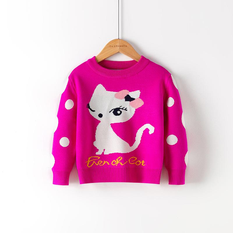 Children's New Autumn/Winter Double-Layer Knitwear Boys' and Girls' Warm Knitted Sweaters Pullover Cartoon-Printed Sweaters Base Layer Sweaters