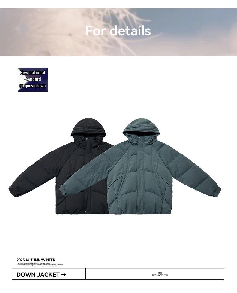 90% Goose Down Boxy Fit Puffer Jacket for Men - High Loft & Thickened Warmth