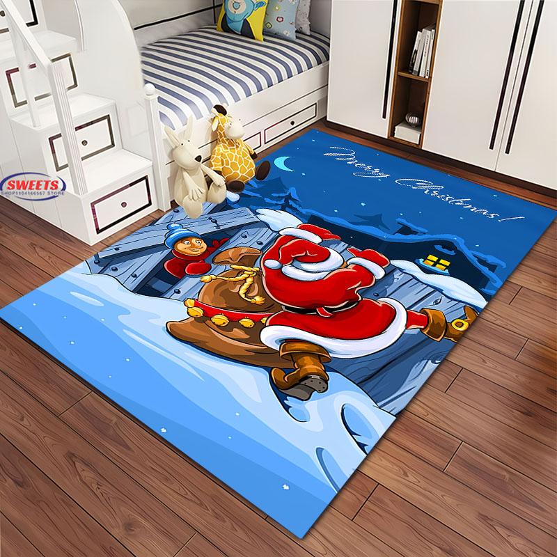 Weihnachten und Lustiger Weihnachtsmann Cartoon Teppich, Wohnzimmer Schlafzimmer Zuhause Fußmatte Teppich Küche Kinderzimmer Matte Weihnachtsgeschenke