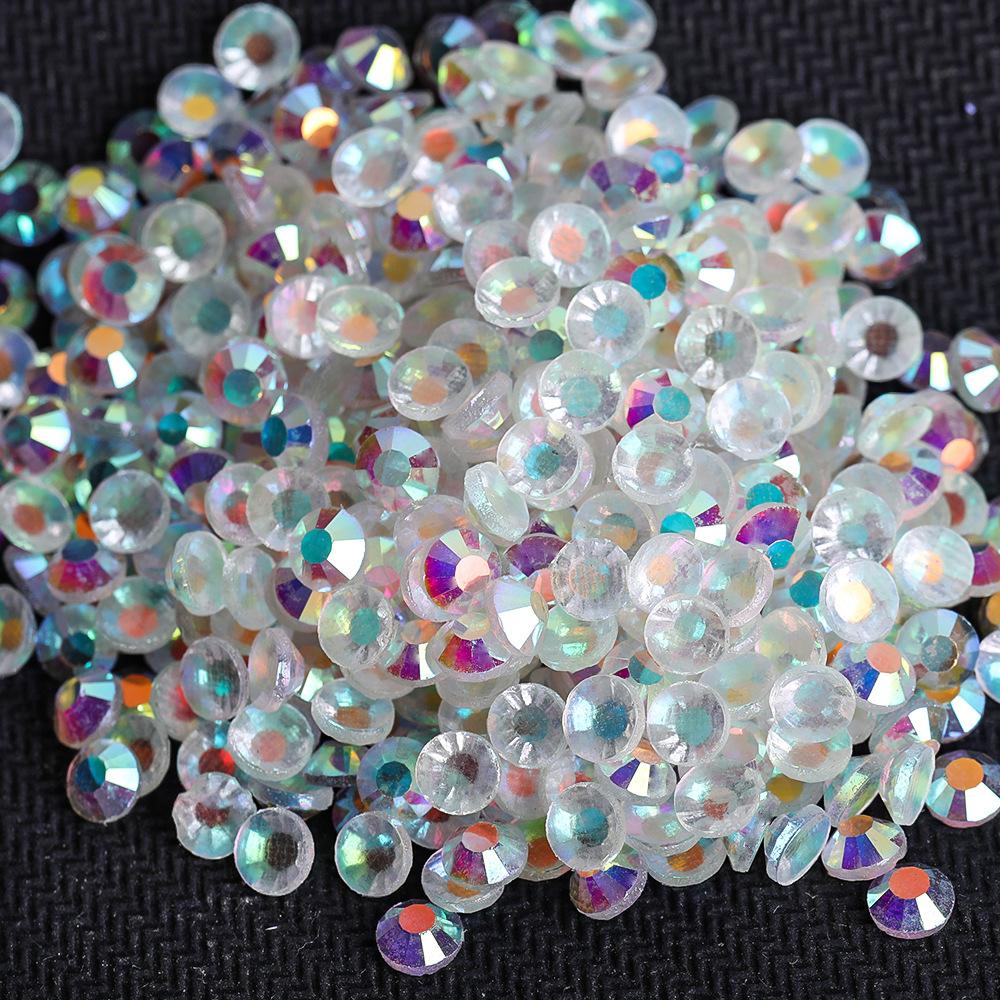 Wei Chen Rhinestone White Ab Color Flat Bottom Diamond Glue Bare Crystal Glass Fabric Clothing Nail Art Decoration