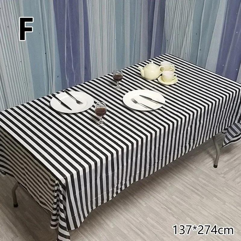 137*274Cm Disposable Tablecloth Plaid Stripe Wave Pattern Plastic Waterproof Oil-Proof Table Cover Christmas Party Picnic Mats
