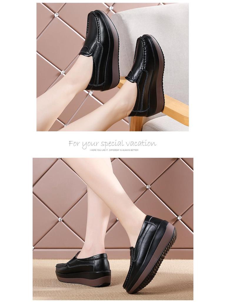 Korean Style Wedge Heel Platform Slip-on Shoes for Women