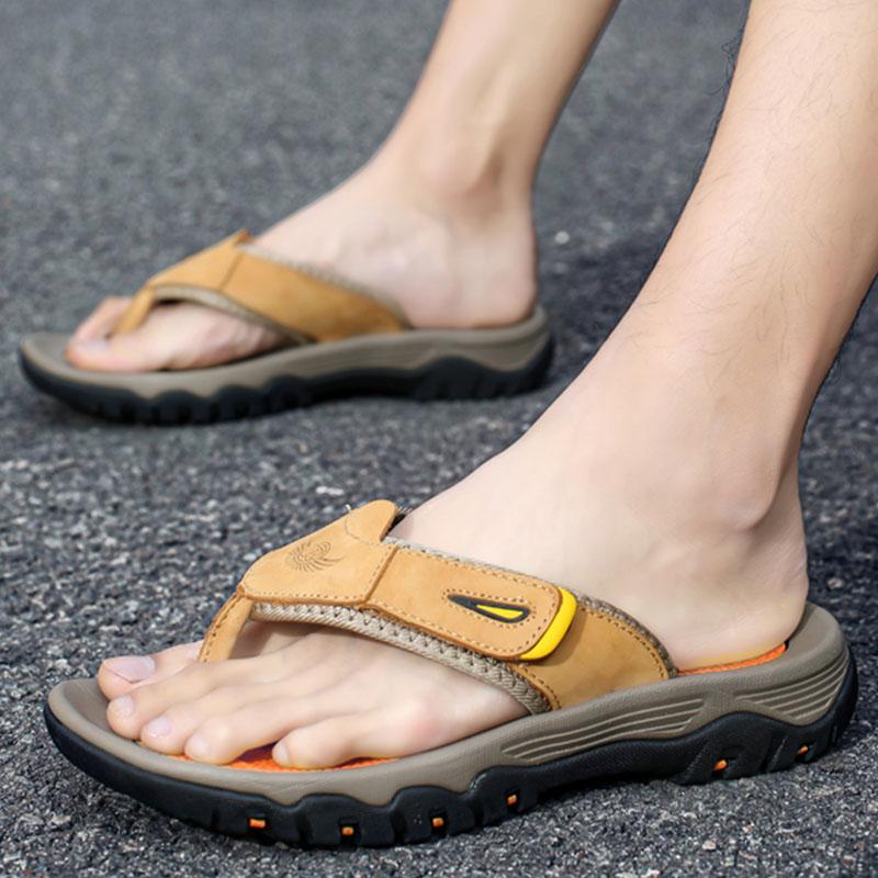 38-47 Ciabatte Estive da Uomo Taglia Grande Infradito in Pelle Sandali Sandali da Spiaggia Uomo Ciabatte in Pelle per Uomo