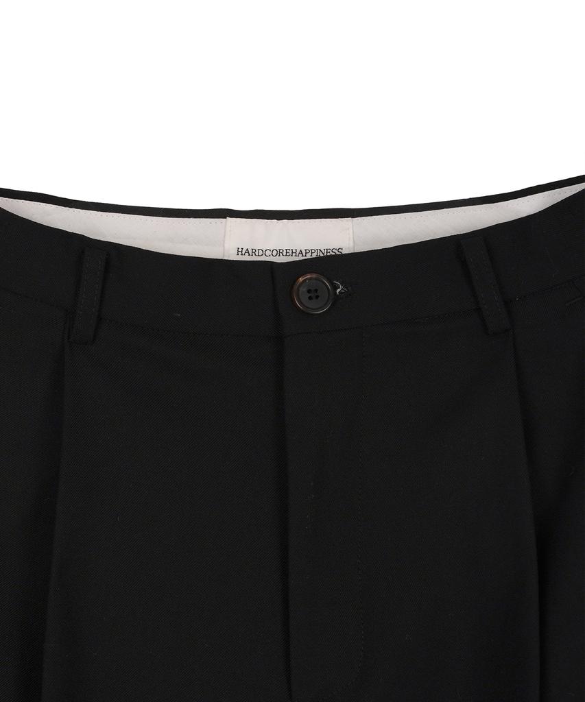 HARDCORE HAPPINESS Classic Single-Pleat Maxi Wide Slacks_Black