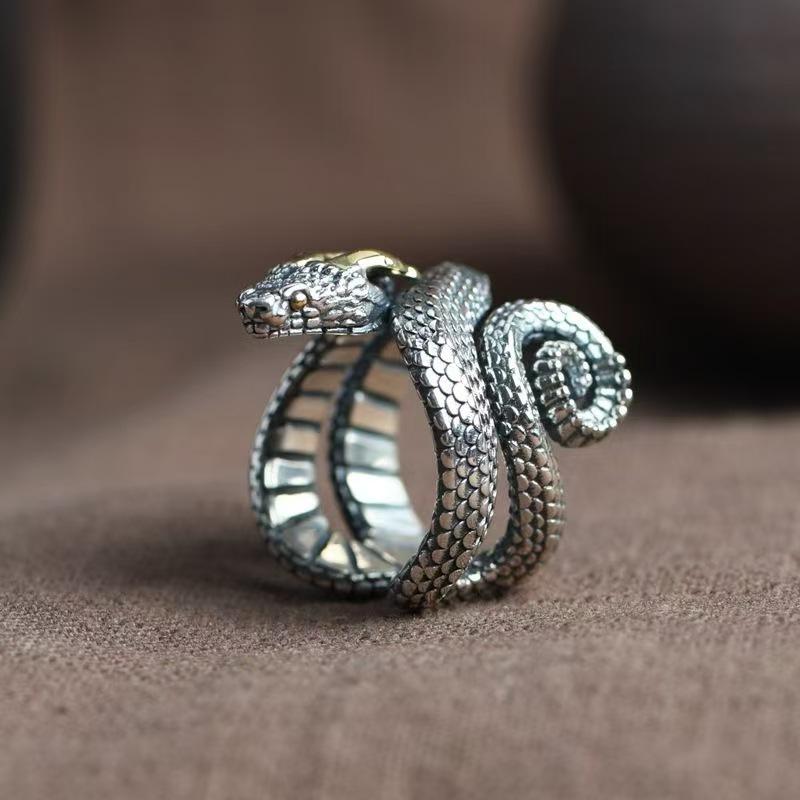 Spirit Snake Retro Ring Men's Open Index Finger Ring Niche Design Jewelry Year of the Snake