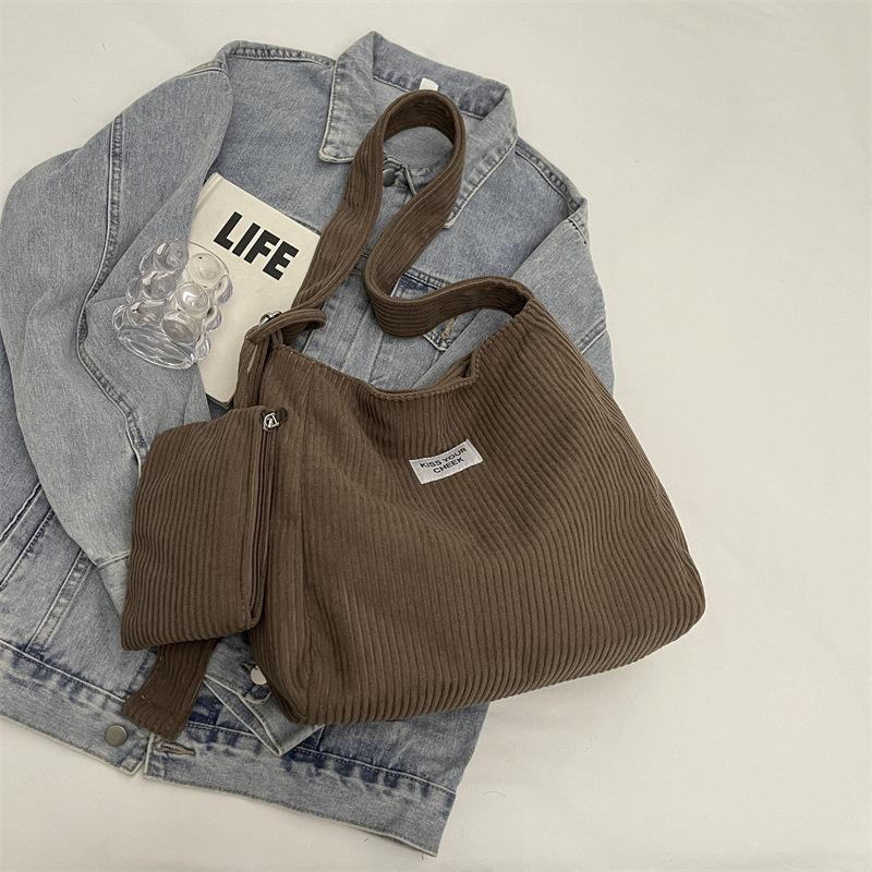 Cord Samt einfarbig große Kapazität 2025 neu einfach fließend lässiger Stil Umhängetasche Damen Tragetasche