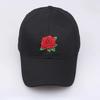 Rose Embroidery Baseball Cap Black Cotton Snapback Hip Hop Hat Unisex