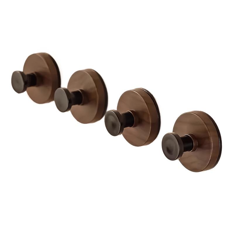 Walnut Wood Pattern Suction Cup Knob Hook for Bathroom and Kitchen Wall-mounted Storage Rack Without Drilling Clothes Hanger Hanging Frame