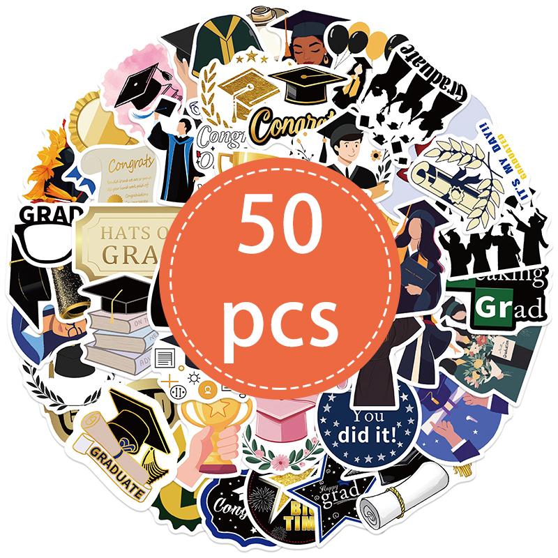 

50PCS Graduation Stickers Sparkly Stars Graduation Decorations Graduation Party Stickers Waterproof Vinyl Decal for Water Bottle