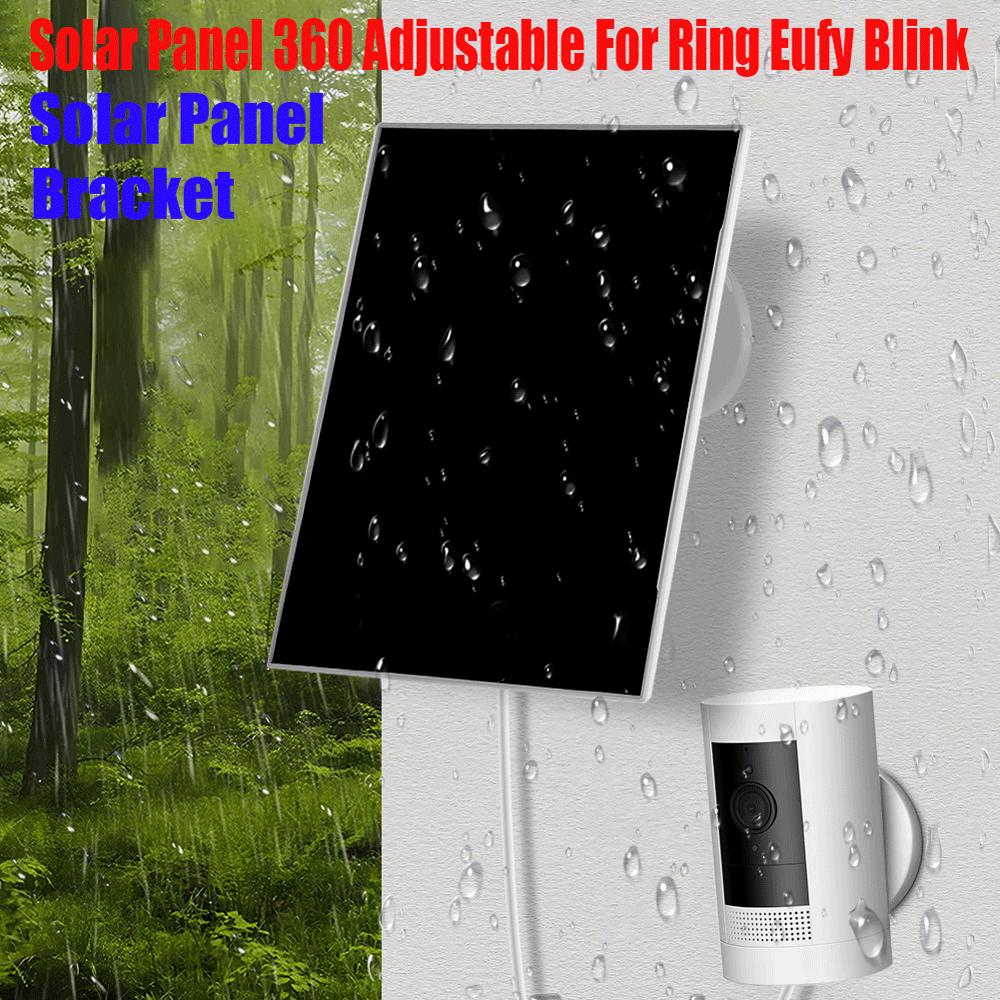 Solar Panel for Ring Eufy Blink Arlo Camera 3W 6V 360° Adjustable Wall Mount Solar Panel Charger Micro USB+Type-C Solar Cells