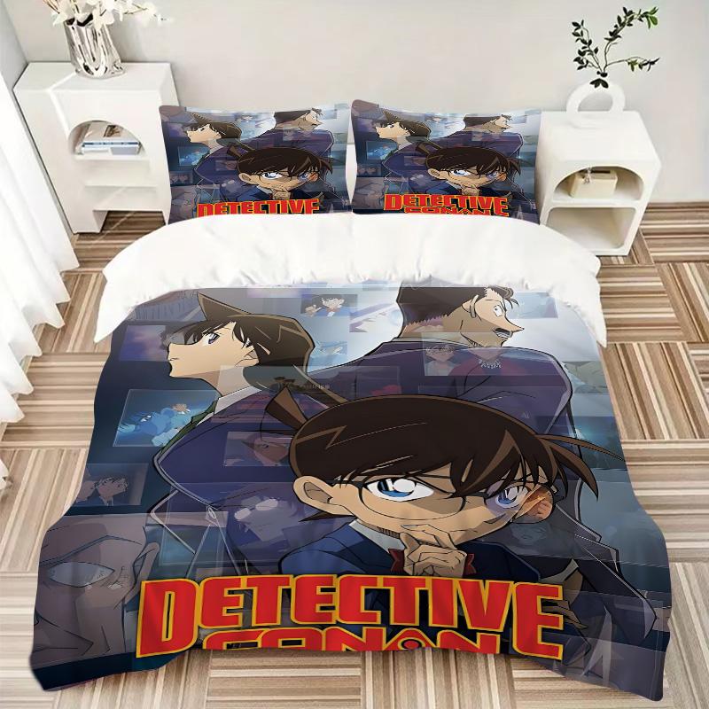 Detective Conan Mystery Print 3Pcs Bedding Setduvet Cover With 2 Bedropillowcase Home Birthday Gift