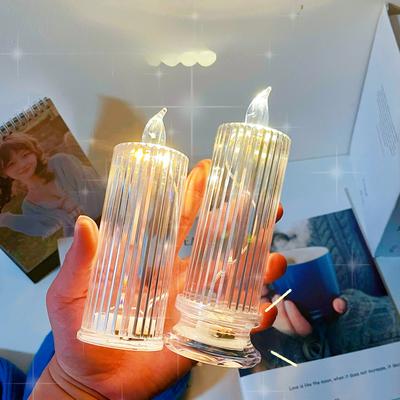 Kerzenlampe LED Schlafzimmer Nachttischlampe Nachtlicht Romantisches Kristall Refraktion Atmosphärenlicht Dekorationsobjekt