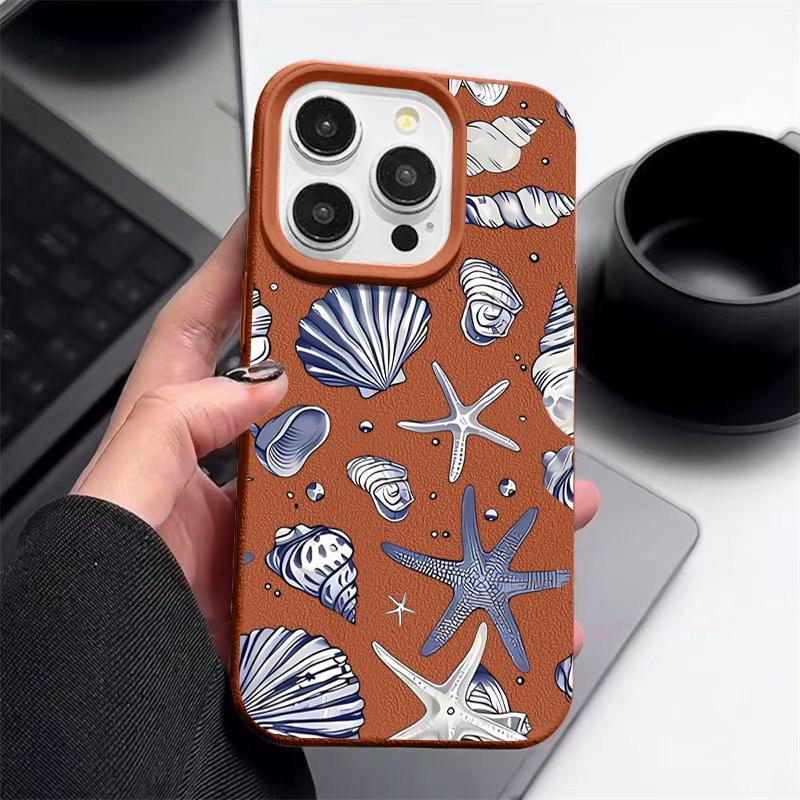 Muschel Seestern Muster Anti-Fall Weiche Handyhülle Für iPhone 16 Pro 16E 15 14 Pro Max 13 12 11 Slim TPU Stoßfest Matt Bumper Abdeckung Hülle