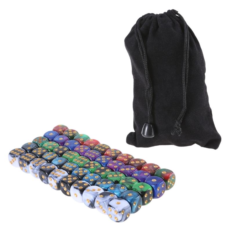 50Pcs Acrylic Double Color Dices Role Playing Table Game Dices Six Sided Dices Round Corner Dices Mahjong Accessories 1