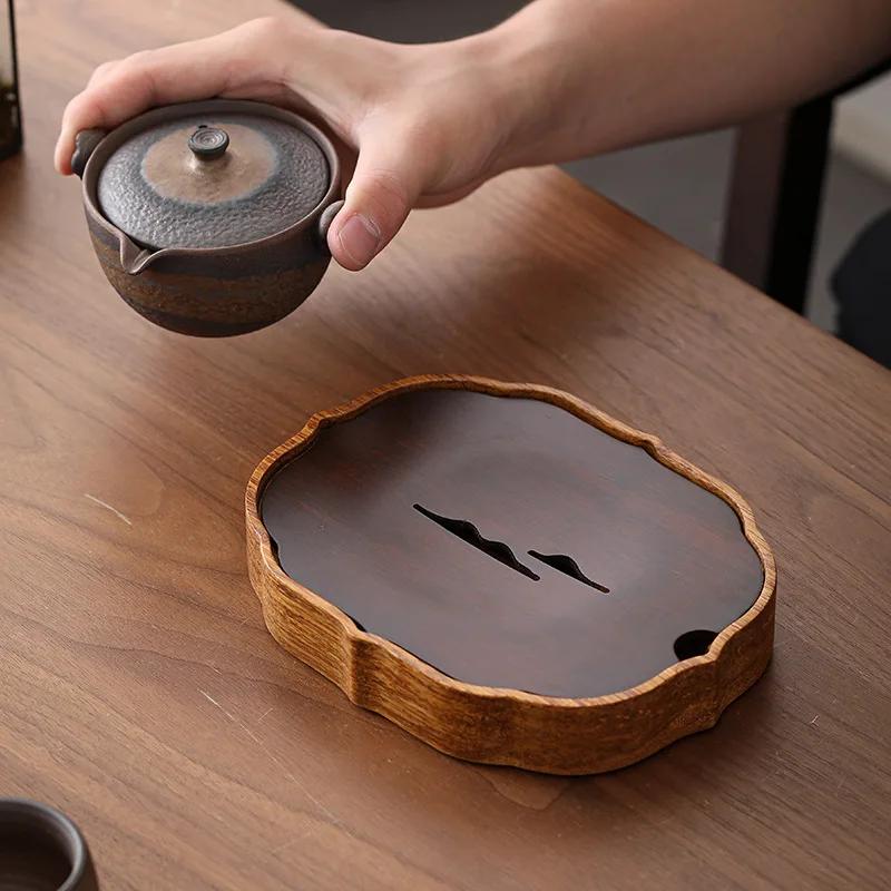 Chinese-Style Heavy Bamboo Pot Tray Water Storage Tea Table Bamboo Solid Wood Pot Mat Small Number Tea Tray Storage Kettle Tray
