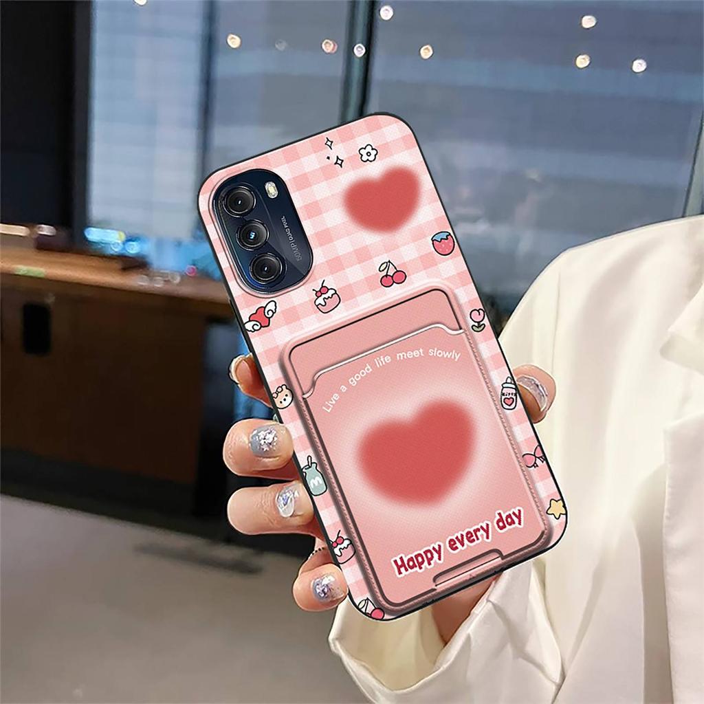 Dirt-resistant Cartoon Phone Case For MOTO G 5G 2022 Cute Durable Shockproof Full wrap Card slot Card bag Graffiti Cover