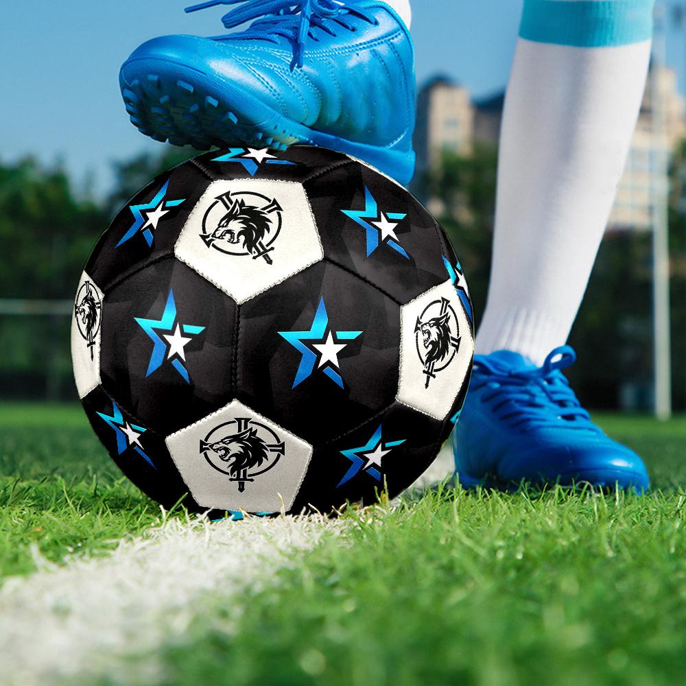 1PC Starlit Geometric Wolf Cross Soccer Ball Size 5 Football Machine Sewn Indoor/Outdoor Universal Football Gift W18