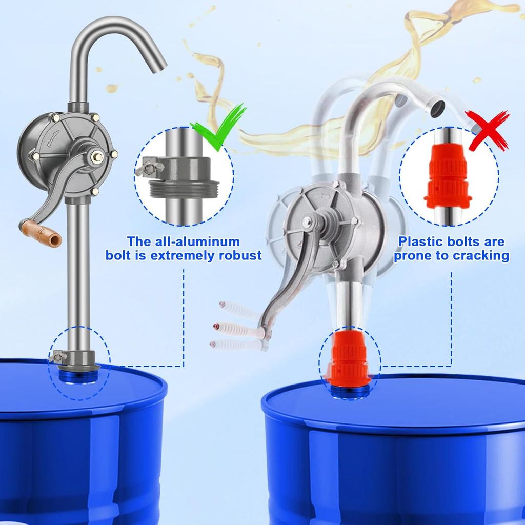 55 Gallon Drum Pump,Rotary All-Aluminum Manual Hand Transfer Pump for 5-55 Gallon Barrels Oil Diesel Kerosene