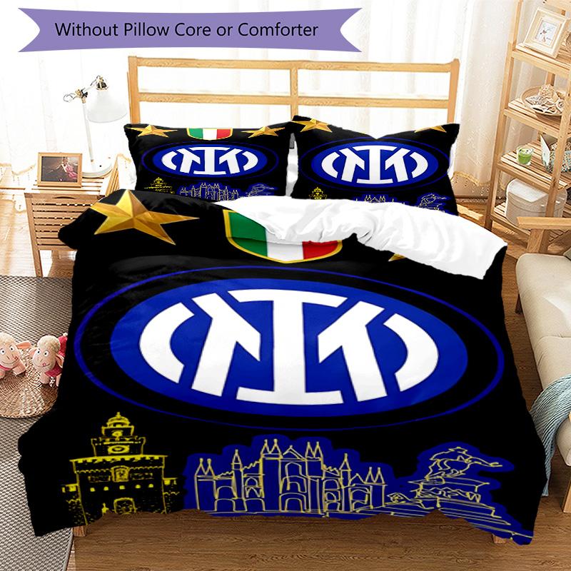 FC. Set Copripiumino con Fantasia Stampata Internazionale Milano – include 1 copripiumino e 2 federe coordinate Decorazione per la camera da letto Regali di Natale