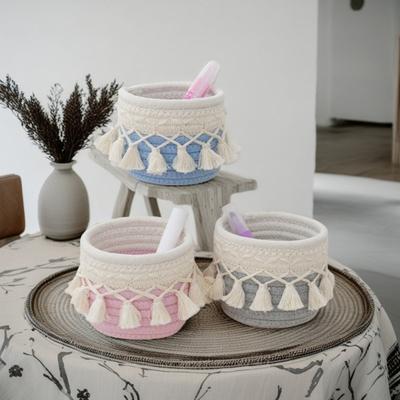 Aufbewahrungskorb Make-up Pinsel Organizer mit Quastendekoration Große Kapazität Mehrzweck Webdesign Aufbewahrungskorb